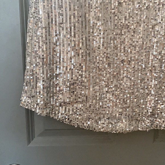 7 For All Mankind Sequin Mini Dress Silver Medium Short Sleeve New Years Eve - Picture 7 of 12